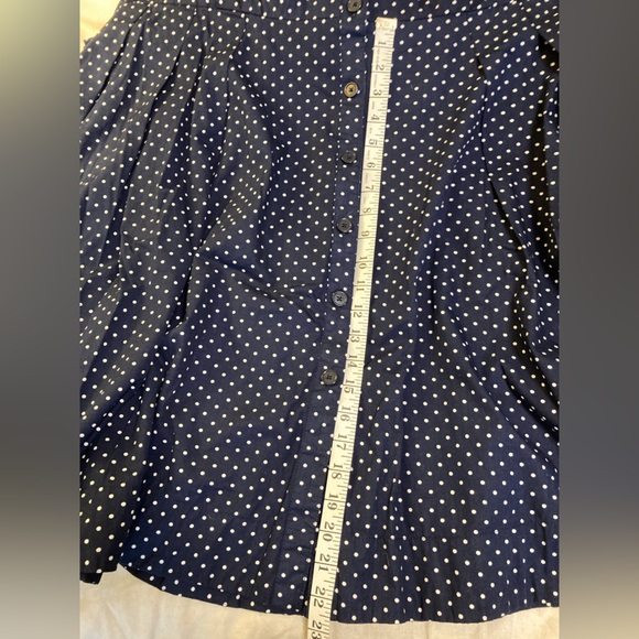 ellos Navy and White Polka Dot Fit & Flare Button-Down Shirtdress Cap Sleeve 1X - Picture 7 of 11